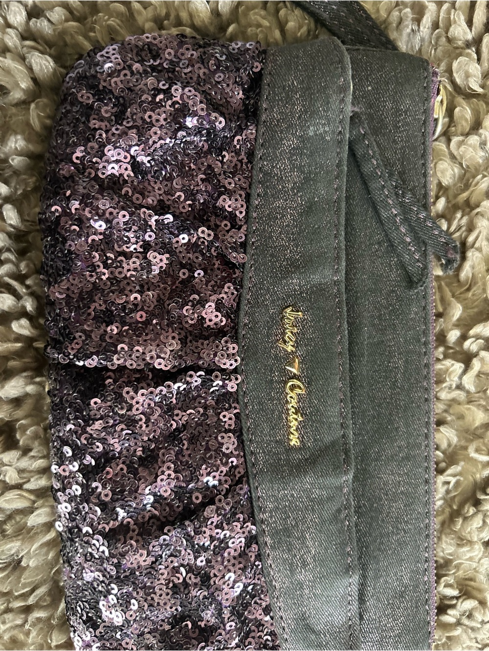 Juicy Couture Pink Purple Sequin Wristlet Clutch